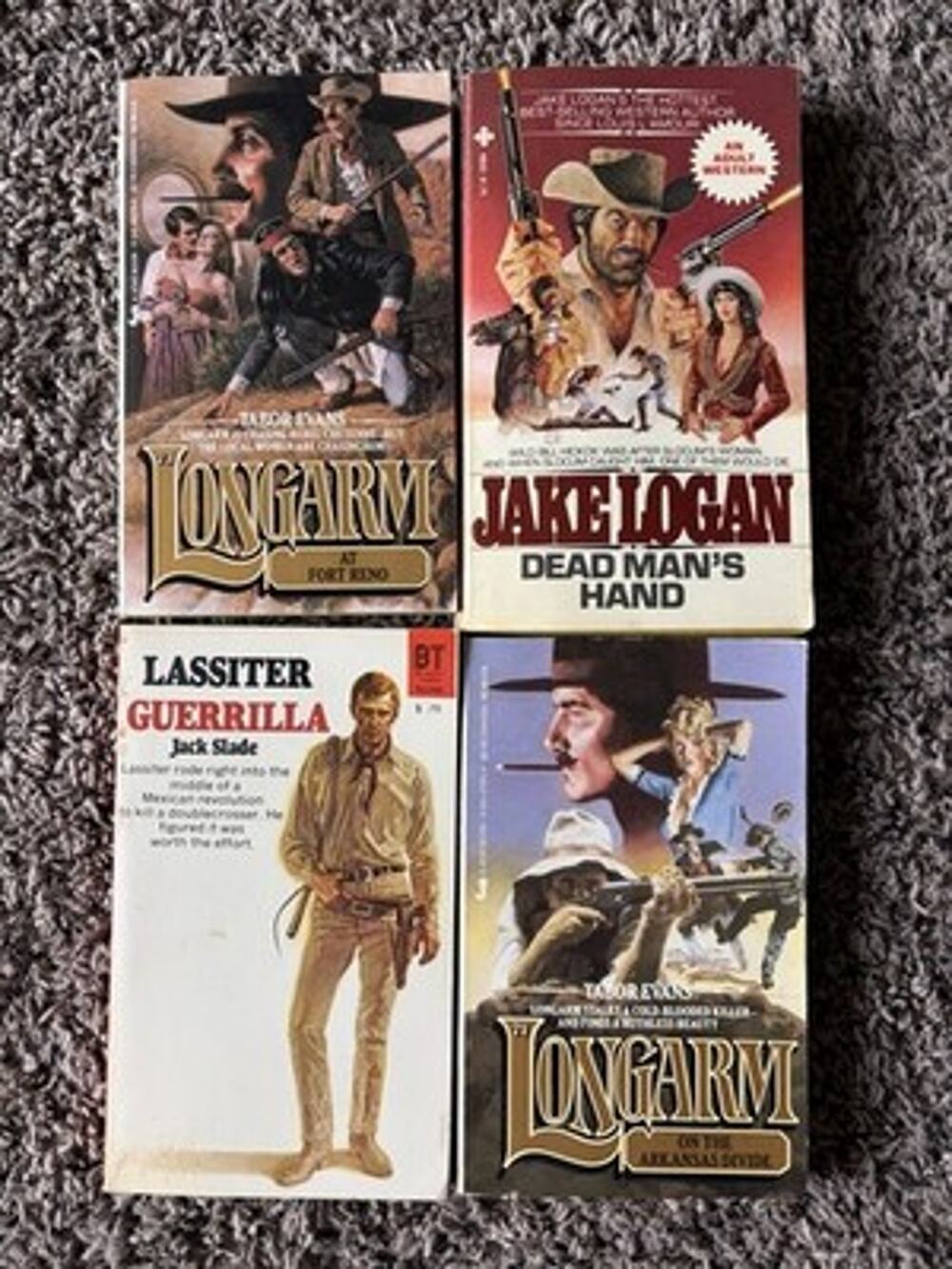 Lot of 4 Vintage Adult Westerns Longarm Jake Logan Lassiter Paperback Books -227